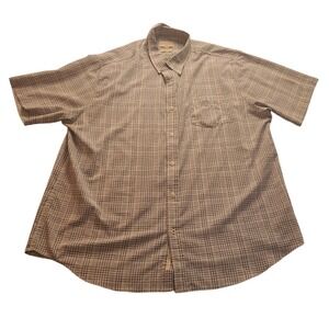 Weatherproof Vintage Performance Men's XXL Plaid Short Sleeve Button Down Shirt